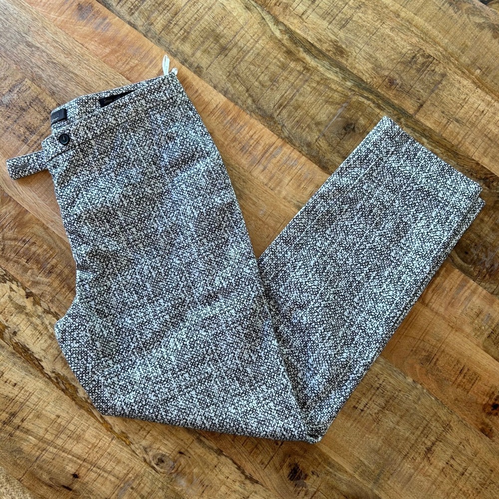 Peserico Sign Handmade Italy Trousers Sz 44 (US 8) Gray Textured Print